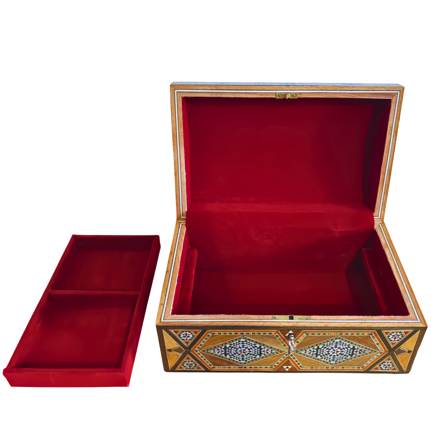 Vintage 1970 Damascene Mosaic Box – Multilevel with Lock and Key | One-of-a-Kind