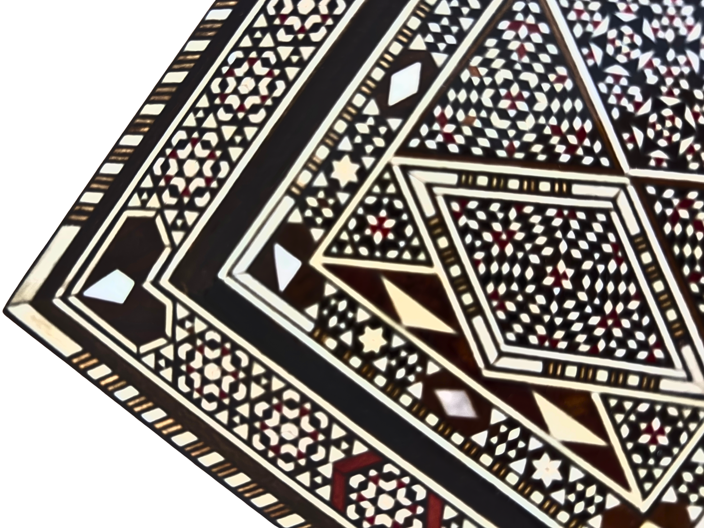 Boîte à bijoux damascène vintage de 1970, coffret en bois fait main, incrustations de nacre, trésor artisanal syrien