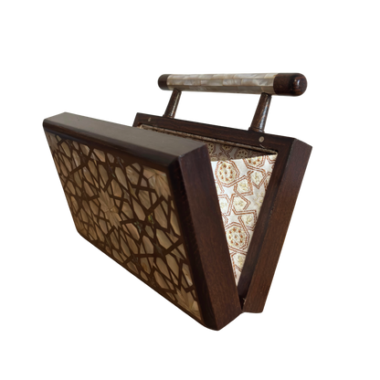 A Estrela Celestial – Bolsa Damasquina de Nogueira com Madrepérola
