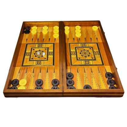 Handcrafted Damascene Chess & Backgammon Table by Gaby Al Dayeh – Classic Mosaic Design