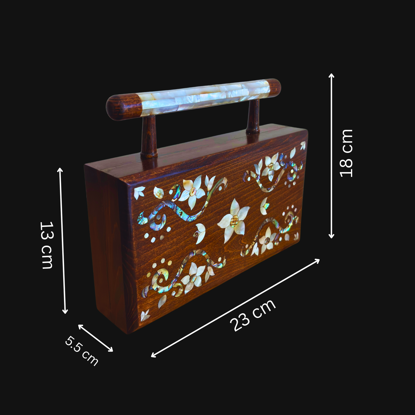 Sham – Clutch Damascena di Lusso con Madreperla Floreale e Interno in Broccato