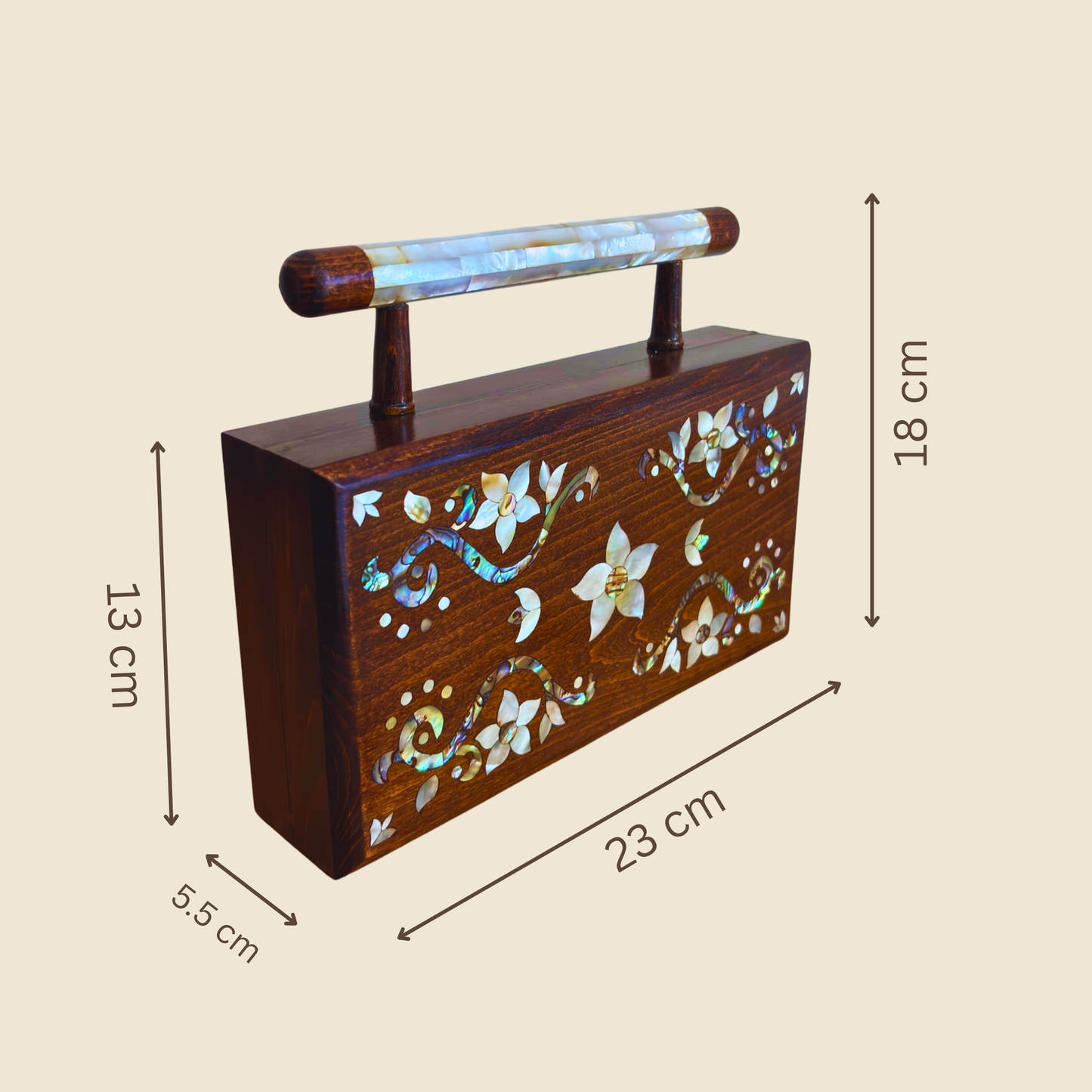 Sham – Clutch Damascena di Lusso con Madreperla Floreale e Interno in Broccato