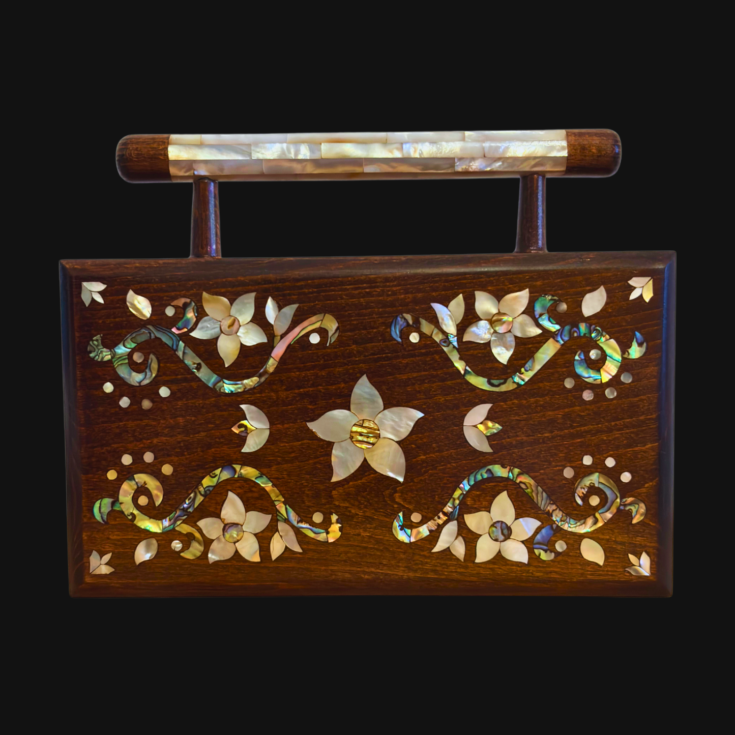 Sham – Clutch Damascena di Lusso con Madreperla Floreale e Interno in Broccato