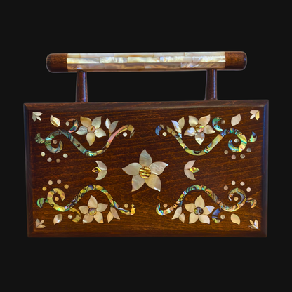 Sham – Clutch Damascena di Lusso con Madreperla Floreale e Interno in Broccato