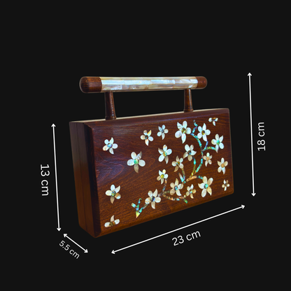 Yasmine – Luksusowa Torebka Damasceńska z Masą Perłową i Podszewką z Brokatu