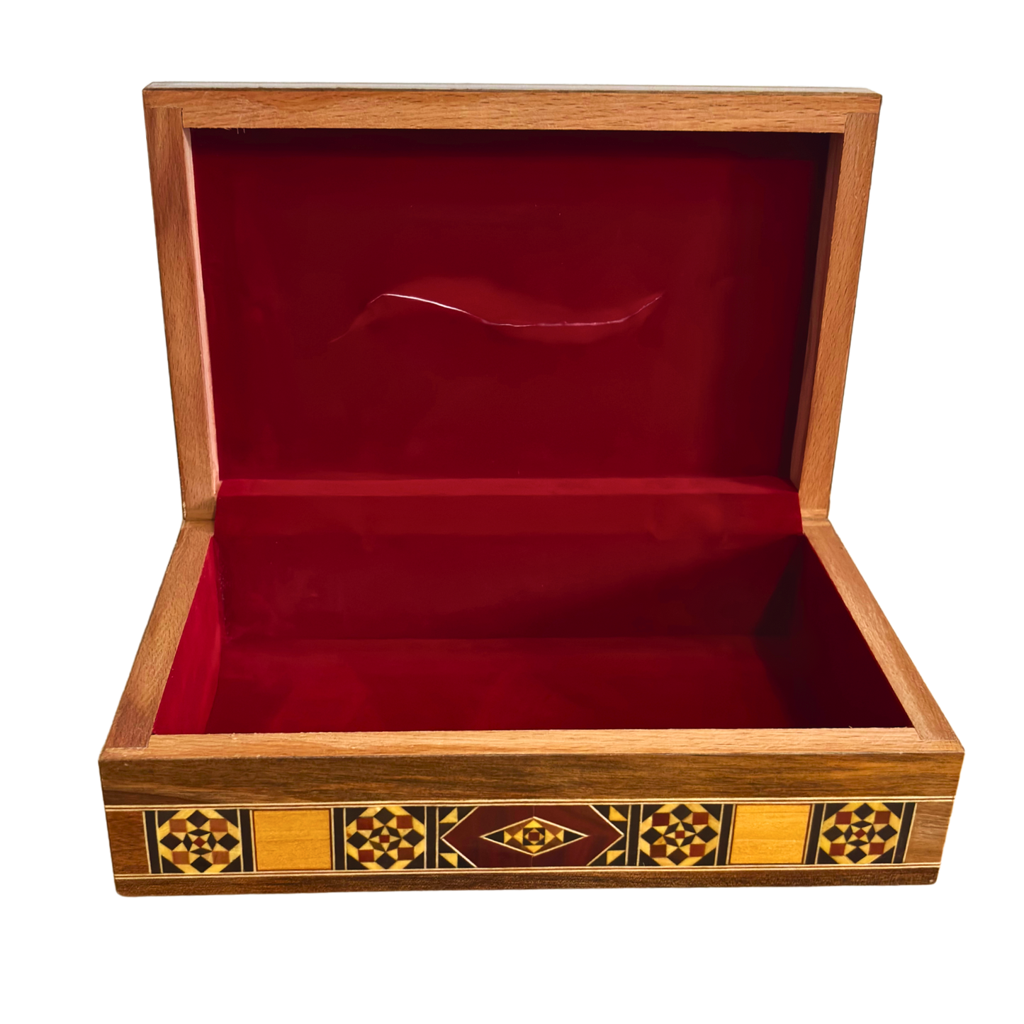 Elegant Damascene Mosaic Wooden Tissue Box – Mother of Pearl Inlay & Velvet Interior