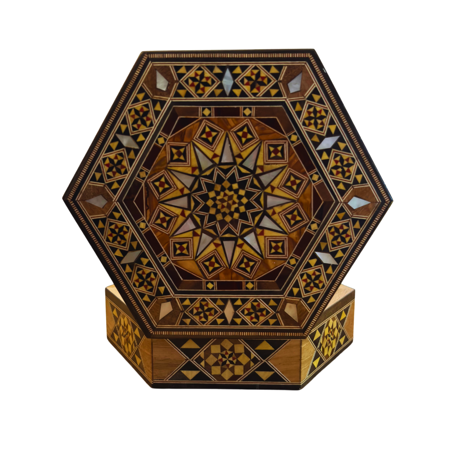 Caja de Mosaico Damasceno Artesanal – Nácar y Elegancia de Terciopelo