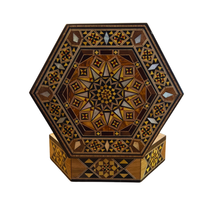 Caja de Mosaico Damasceno Artesanal – Nácar y Elegancia de Terciopelo