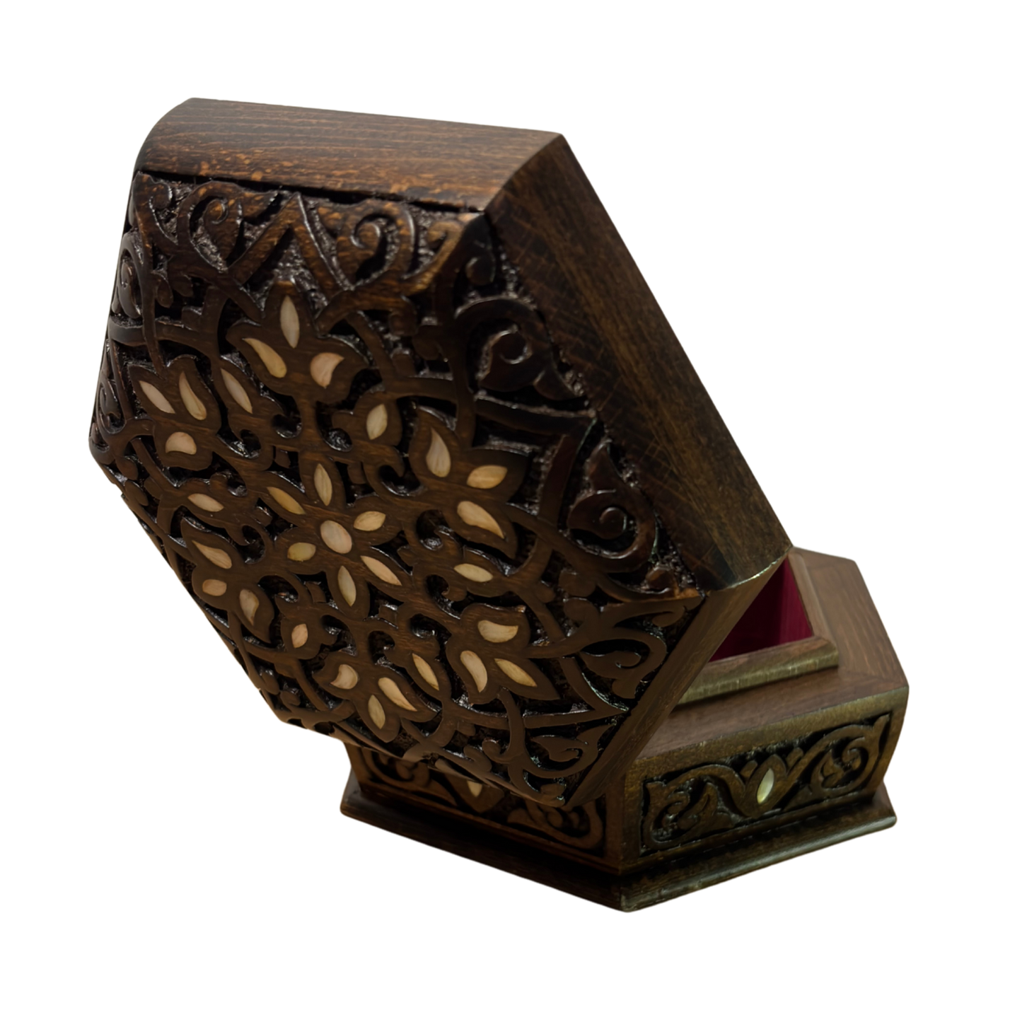 Handgefertigte Luxus-Schatulle aus Damaskus – Perlmutt & Samt