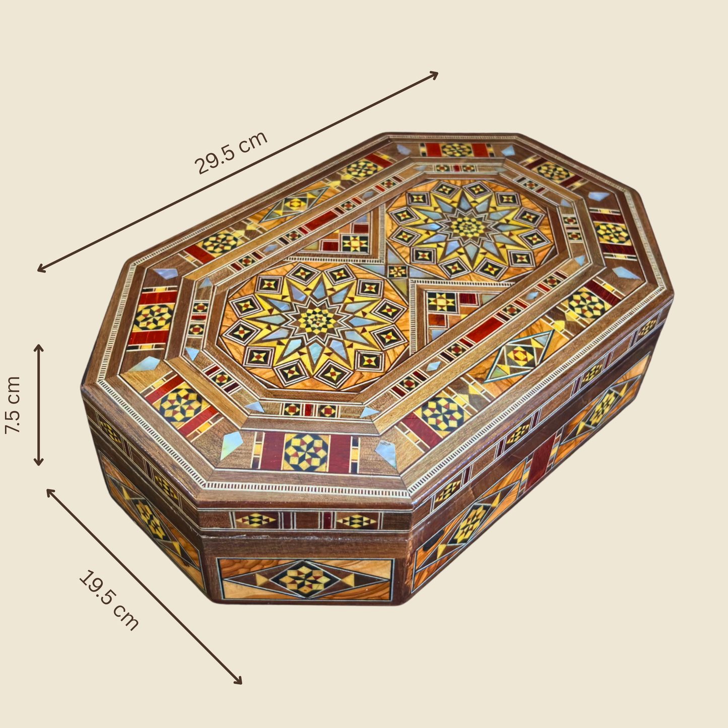 Scatola Artigianale in Mosaico Damasceno – Madreperla e Velluto