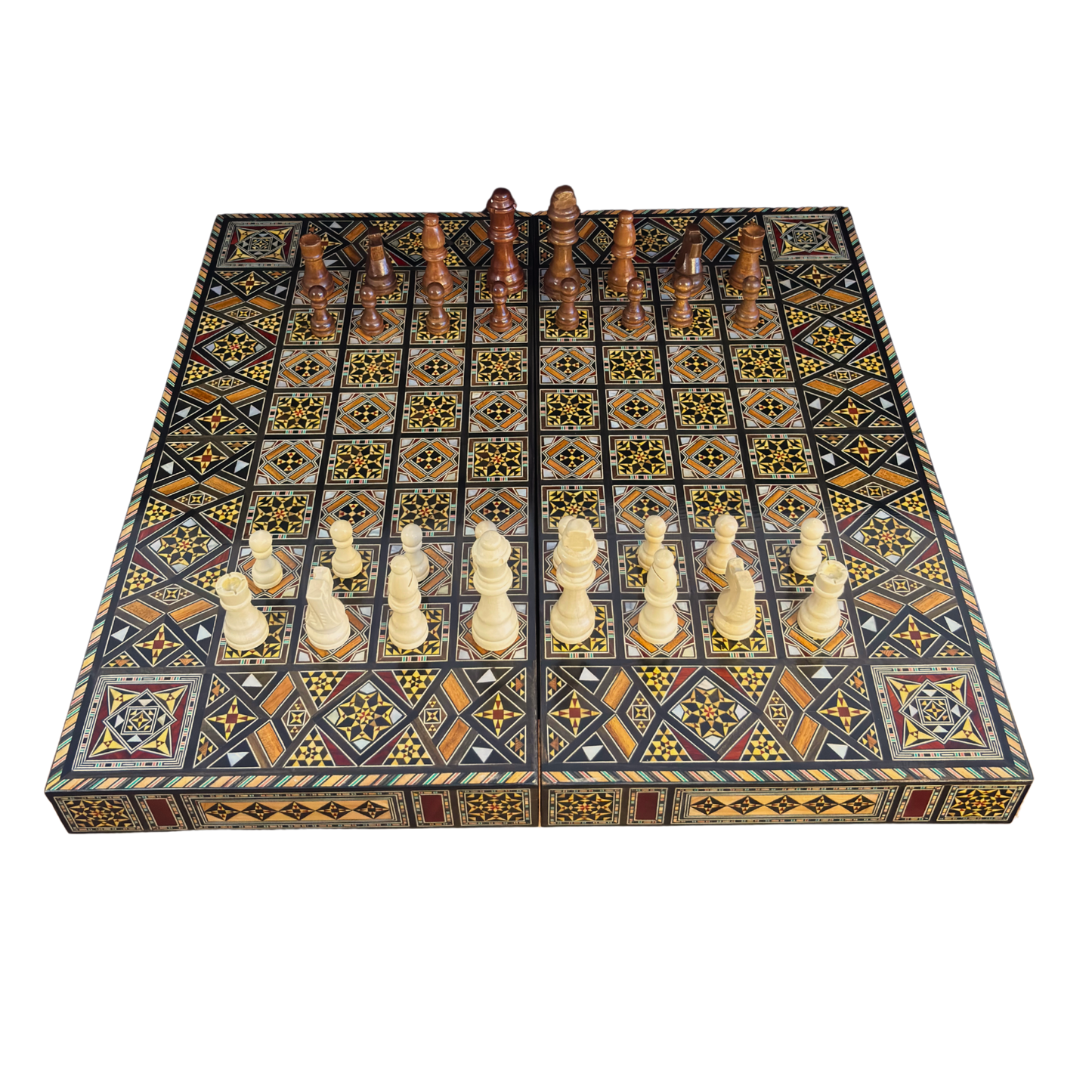 Juego de Ajedrez y Backgammon de Lujo – Arte Damasceno y Nácar