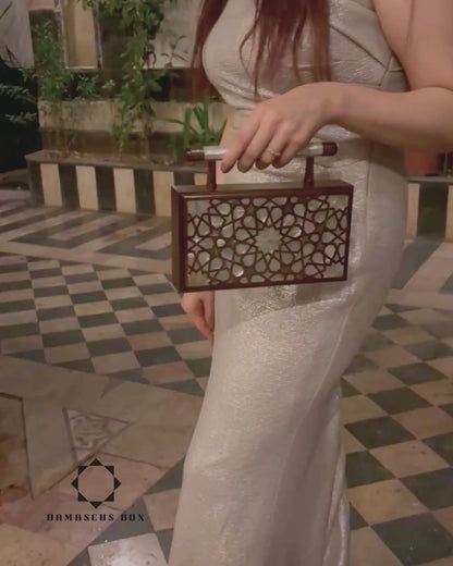 A Estrela Celestial – Bolsa Damasquina de Nogueira com Madrepérola